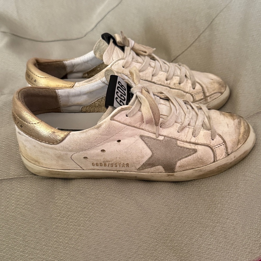 Golden Goose White and Gold Sneakers - Size 38 - Picture 3 of 13